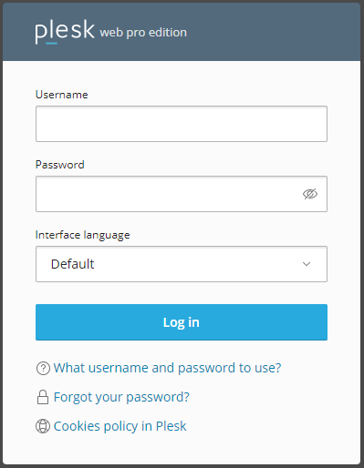 Plesk Control Panel Login