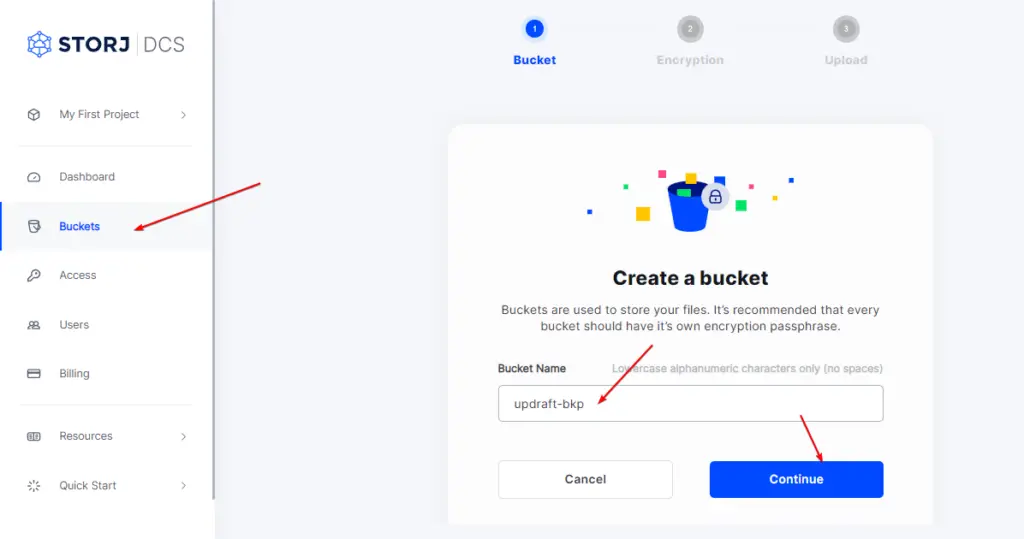 Create a Bucket for WordPress Backup