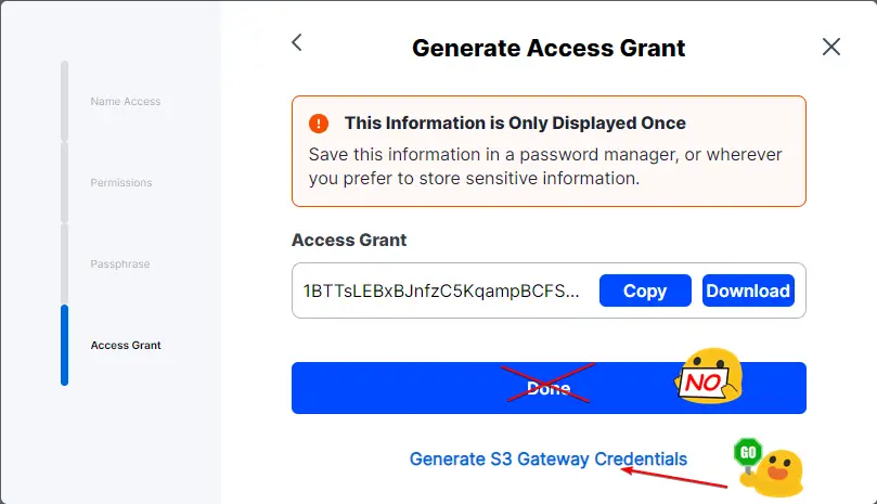 Generate S3 Gateway Credentials Storj