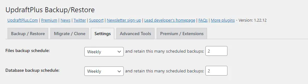 Schedule UpdraftPlus Auto backup