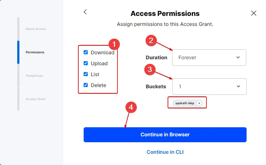 Set Access Permission Storj DCS