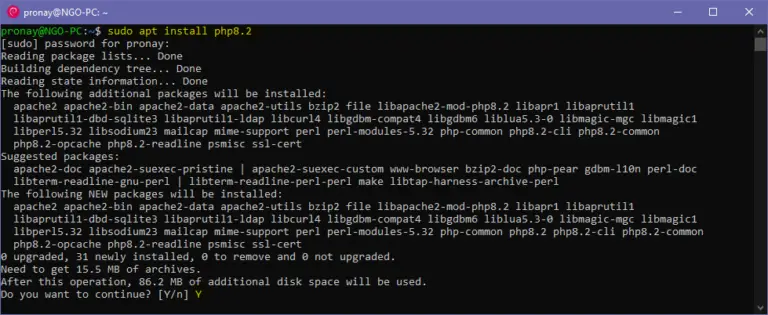 php version laravel 8