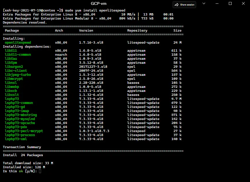 OpenLiteSpeed on CentOS, RHEL, AlamaLinux