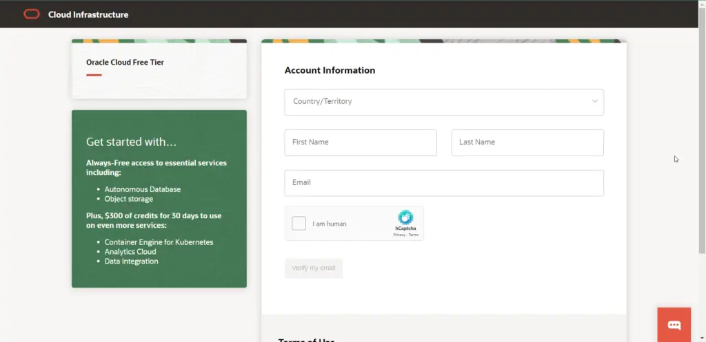 Account Information Oracle Cloud Registration Account Information - Oracle Cloud - Registration