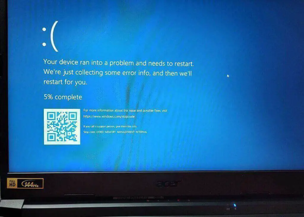 BSOD VIDEO MEMORY MANAGEMENT INTERNAL BSOD VIDEO_MEMORY_MANAGEMENT_INTERNAL